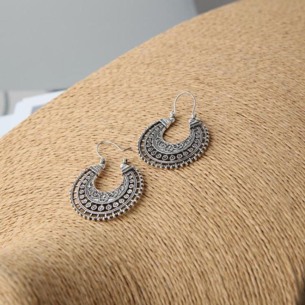Earrings Women Retro Vintage Circle Bohemian Hoop Drop Cute Trendy Jewelry - Picture 3 of 5